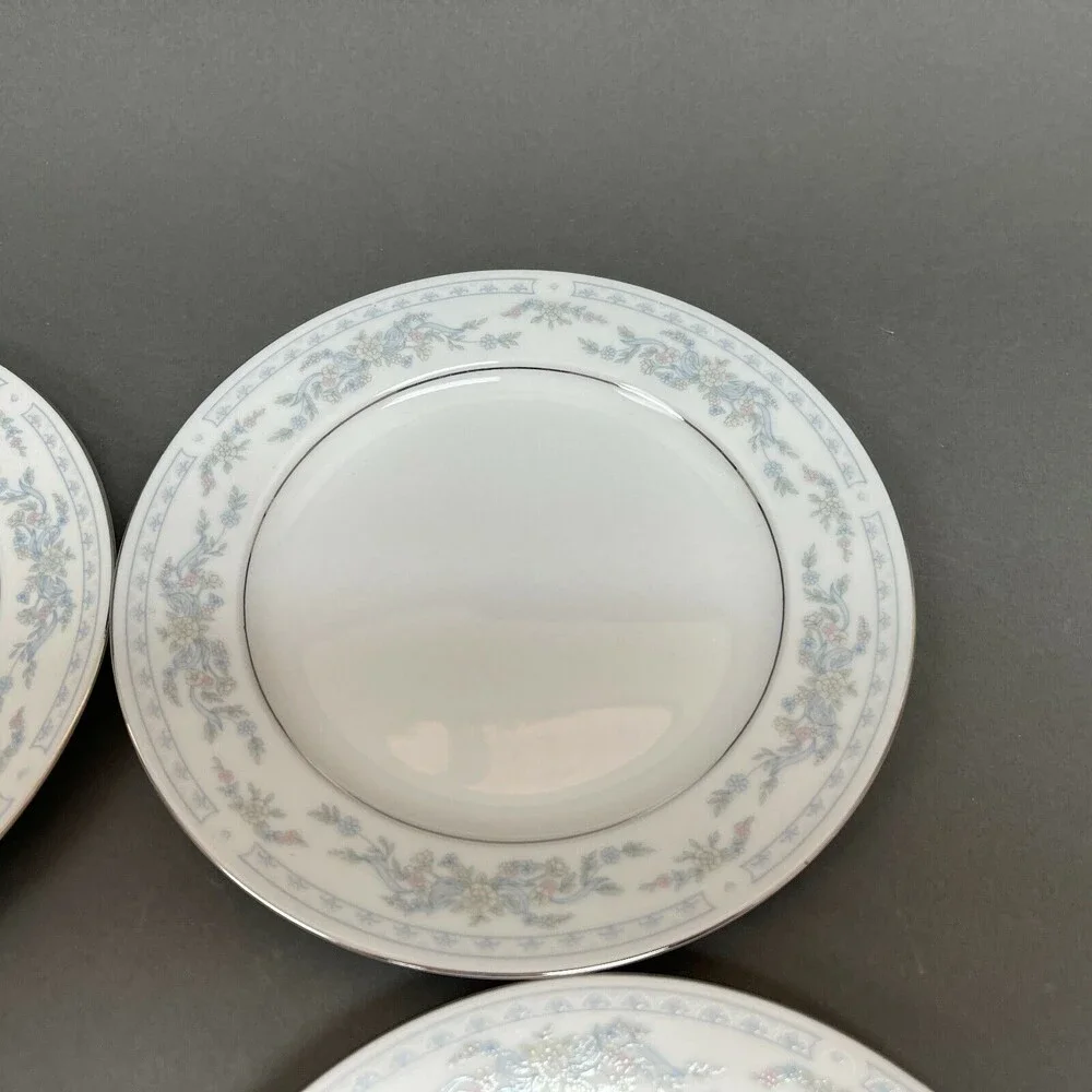 Somerset by NL Excel Bread and Butter Plates Floral Platinum Trim Lot of‎ 4